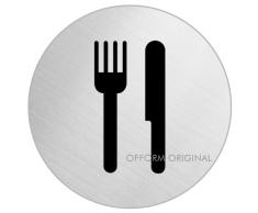 OFFORM Señal pictograma en acero inox Ø 130 mm No.6965 "Restaurante /Cafetería"