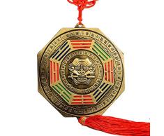 Laogg Espejo Bagua Feng Shui Espada mordedora de Cinco líneas Gossip Lion Doce Zodiac Gossip Mirror Inicio Colgante Feng Shui Mirro