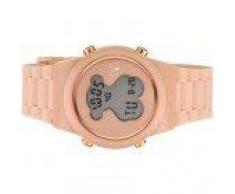 Reloj tous digital D-Bear de acero IP rosado con correa de Silicona nude Ref:700350315