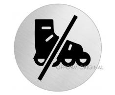 OFFORM Señal pictograma en acero inox Ø 75mm No.39063 "Patines prohibidas"