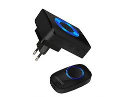 TECKNET Timbre Inalámbrico con Enchufe Timbre Impermeable para Puerta, 32 Melodías Rango de 492 Pies de Distancia Timbre para Casa, 5 Niveles de Volumen, No Necesita Batería