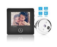 Visor Digital de Puertas, 3 Pulgadas TFT Pantalla LCD HD Timbre Visual con Mirilla Inteligente con visión Nocturna por Infrarrojos de 1 MP - Seguridad para el hogar