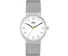 Braun BN0031WHSLMHL - Reloj analógico de mujer de cuarzo con correa de acero inoxidable plateada