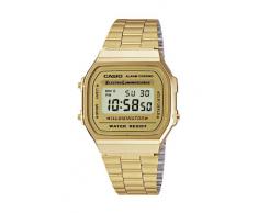CASIO Collection A168WG-9EF - Reloj unisex de cuarzo, correa de acero inoxidable color oro (con alarma, cronómetro, luz)