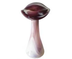 Jarron de vidrio cristal, Florero de cristal coloreado soplado con la boca, en color marron, beige blanco de marmol, jarron decorativo, altura circa 28 cm, disenado y fabricado por la Oberstdorfer Glashütte