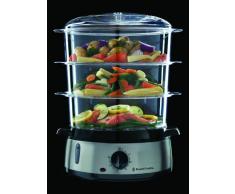 Russell Hobbs 19270-56 - Vaporera de 3 recipientes con temporizador, 800 W, incluye cubeta para arroz, color negro y plateado
