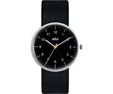 Braun BN0021BKBKG - Reloj analógico de caballero de cuarzo con correa de piel negra