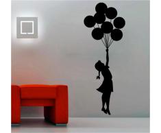 (23x60 cm) Banksy Vinilo Adhesivo Pared Escapismo Impresionante Girl con Globos / Calle Arte De La Pintada Decoración Pegatina / Hogar BRICOLAJE Mural Gratis Al azar adhesivo Regalo