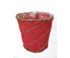 MACETERO MACETA CUBREMACETA REDONDO RATTAN ROJO GRANDE