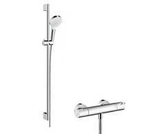 Hansgrohe 27813400 Crometta Vario combinación de set de ducha y termostato, 2 tipos de chorro, 0,90m, blanco/cromo