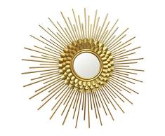 Espejo dorado en forma de ráfaga de sol, Espejo decorativo de metal decorativo clásico montado en la pared, Shabby Chic Colgante de pared Decoración para el hogar para sala de estar Baño Dormitorio