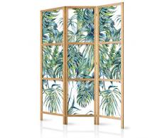 murando - Biombo XXL Tropical Hojas Verde 225x171 cm - 5 Paneles - Lienzo de Tejido no Tejido Tela sintética Separador - Madera Design de Moda Hecho a Mano - Deco - Japón b-A-0369-z-c