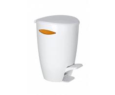 WENKO Cubo de basura blanco - 5 litros - Interior: Naranja - cubo de basura con pedal - SW - cubo de basura - cubo - cubo - Papelera - cubo de basura
