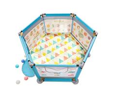 Parque de bebé Centro de actividades para niños Patio de juegos de seguridad Cerca del bebé Área de juego Puerta de bebe Hogar interior al aire libre nueva pluma Tabique Plegable portátil (Azul)