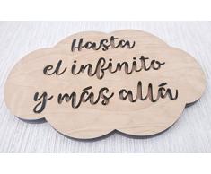 Placa cartel de madera en forma de nube personalizada con la frase que quieras, regalos originales y únicos, decoraciones de pared como póster/Adhesivo vinilo de pared para instalar fácilmente