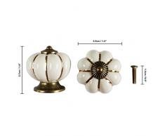 Pomos Ceramica (8 Piezas) - Pomos Vintage Crema Calabaza con Tornillos 3,7 x 3,5 cm - Pomo Puerta Armario Decorativos Antiguo Alacena para Muebles, Cocina, Cómoda, oficina - Pomos Cajones