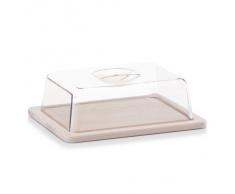 Zeller 22028 - Tabla de cortar queso de madera de haya con campana de cristal transparente (25 x 20 x 8 cm)