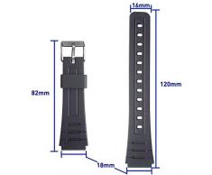 OcioDual Correa de Repuesto Compatible con Reloj Casio F-91W Negra Pulsera 18mm Plastico con Pasadores Metálicos Recambio F91