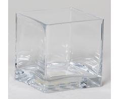 INNA-Glas Maceta KUNO, Cuadrada, Transparente, 20x20x20cm - Jarrón de Cristal - Florero Decorativo