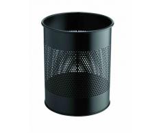 Durable - Papelera redonda metálica con agujeros (15 l), color negro
