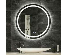 LUVODI Espejo Baño LED Redondo Espejo de Baño Antivaho con 3 Modos de Luces Ajustables Interruptor Táctil Espejo Moderno de Pared para Tocador Dormitorio 60 x 60cm