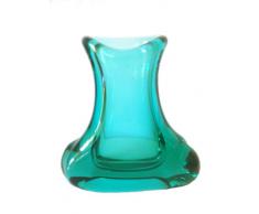Jarrón de cristal de colour verde transparente, florero de cristal soplado a boca, jarrón moderno objeto transparente de colour verde de altura 20 cm diseñado y fabricado por la Oberstdorfer Glashütte
