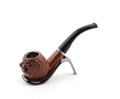 Hjd Pipe Pipa con Forma de Cabeza de león Creativa Pipa de Fumar Tabaco de Madera Boquillas de Cigarrillos portátiles Tubos doblados clásicos Tubo de Puros Pipe