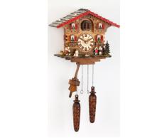 ISDD Cuckoo Clock TU 449 QTM HZZG - Reloj cucú de cuarzo, diseño "Casa suiza con música, color nogal