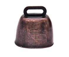 LQKYWNA Campana de Bronce Tamaño pequeño Muy Ruidoso Pastor Cencerro Campana Granja Campana Mascotas antirrobo Bronce Accesorios de Campana Verde/Rojo (Red Bronze)