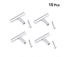 NICEXMAS 15 pomos de acero inoxidable para cajones y puertas de cristal, pomo para armarios, muebles, cocina, decoración del hogar (plata)