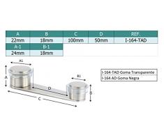 EVI Herrajes I-164-TAD Tope, Retenedor, Adhesivo, de Acero INOX, Goma Transparente, Puerta de 50 mm
