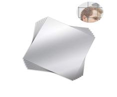 Mengger Espejo Pared Adhesivo Flexibles Láminas Hoja Conjunto Decorativos Cuadrado Acrílico Auto-Adhesivas Pegatinas Azulejos para Decoración del Hogar 12 Piezas Espejo