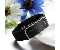 JewelryWe Reloj LED Deportivo Digital Negro Reloj de Pulsera Para Hombre Mujer, Relojes para Parejas Enamorados Buen Regalo para Navidad/ Cumpleaños