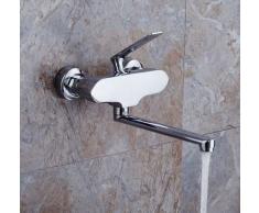 UHM montado en la pared Lavabo Grifo monomando de bañera baño latón cromado tubo largo