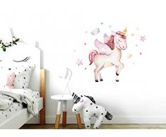 Little Deco Pared Tatuaje Unicornio & corazón con alas I XL - 77 x 64 cm (An x Al) I habitación de los niños Pegatinas Pared Carteles DL140