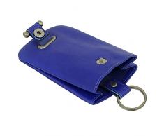 Piel Llave Campana estuche llavero llave funda con llavero Bolsa VERS. Colores Nuevo Azul azul real