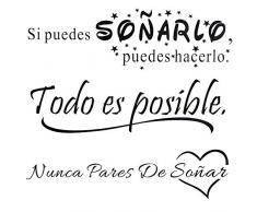 3pcs Pegatinas Citas Inspiradoras Pared Español Vinilos Frases Motivadoras Letras Stickers Adhesivos Negro Decorativos Habitación Dormitorio Salón Oficina Todo es posible
