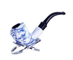 LIULIFE Filtro De Resina Cigarrillo Pipa para Fumar Portátil Azul Y Blanco Porcelana Patrón Accesorios Lavable