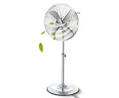 Aigostar Emery 33QRT - Ventilador de pie, oscilante 80º, 60W, estructura metálica, 4 aspas, altura regulable (110-135cm), 3 velocidades, cabezal ajustable. Silencioso. Diseño industrial.