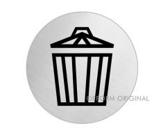 OFFORM Señal pictograma en acero inox Ø 75mm No.39287 "Papelera"
