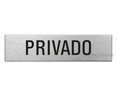 Ofform Placa de puerta l Señal acero inoxidable con texto “Privado” l 160x40 mm l No.27081