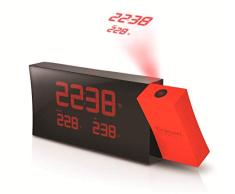 Oregon Scientific RMR221P Reloj proyector con despertador y temperatura interior y exterior, alarma dual, pantlla LCD, Negro/Rojo