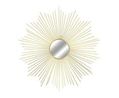 Espejo de pared redondo de alta calidad, exclusivo (65 cm de diámetro, metal), diseño de sol, color dorado