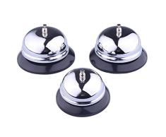 Metal té Mano Bell, Servicio al Cliente Campana 3 Paquetes Cena de Acero Campana de Comida Campana de Restaurante Bar de recepción Campana de Llamada for Perros Mascota Timbre de Recepción