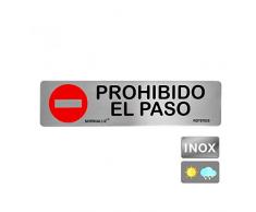 Normaluz RD707025 - Señal Adhesiva Rectangular Prohibido el Paso Acero Inoxidable Adhesivo 0.8 mm 5 x 20 cm, Gris