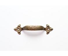 Tirador tirador de mueble tirador de armario metal bañado en latón bruñido, distancia entre agujeros taladrados = 87mm, longitud total=115 mm