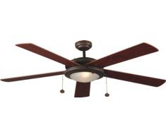 Ventilador de techo con luz MANILA FARO 33192 5 palas marrón MDF reversibles Diametro 132 cm Accionado por cadena