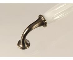 SO-TECH® Tirador para mueble (porcelana y bronce, 128 mm), color blanco