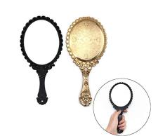 Schneespitze Retro Espejo de Mano,Espejo de Maquillaje Vintage,Espejo para vestirse,Espejo Elíptico con Mango,para Mujeres mujeres y niñas