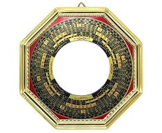 circulor Lucky Adornos Ocho Diagramas Espejos Tradicionales Feng Shui Espejo Convexo De Madera De Melocotón Espíritu De La Suerte Riqueza Home Car Decoración - 20cm